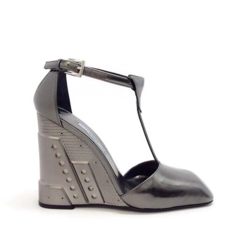 Prada  Silver Wedge Shoes